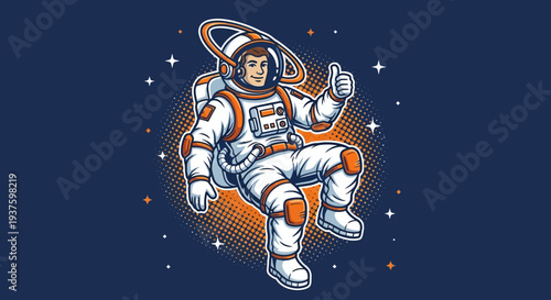 Astronaut in Space Giving Thumbs Up Illustration.