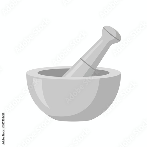 Mortar and Pestle in a Modern Kitchen Setting for Cooking and Food Preparation