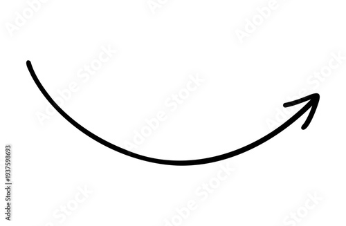 手書き矢印アイコン ペン風シンプルカーブ 右上アーチ