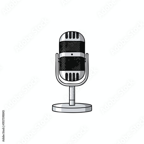 Vintage Microphone on Stand for Music Podcasts and Recording Studios