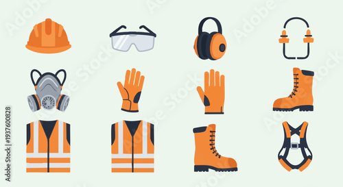 Orange Safety Gear Set for Workers.