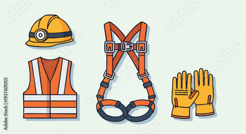 Construction Safety Equipment Set.