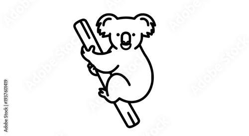 Cute koala illustration climbing a branch