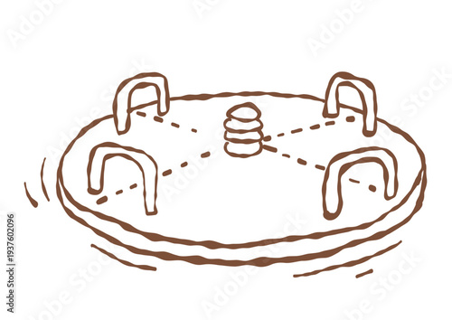 Hand Drawn Cute Merry Go Round Carousel Playground Illustration