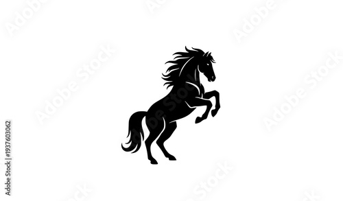 Majestic rearing horse silhouette logo vector illustration elegant equestrian animal emblem isolated on white background