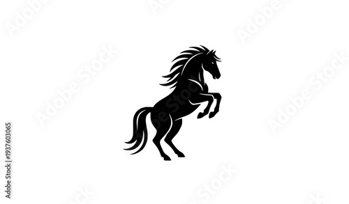 Elegant rearing stallion silhouette vector logo powerful horse emblem design isolated on white