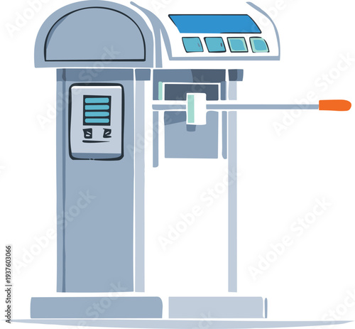 Parking gate system, toll booth vector, access control, barrier design, automated entry, payment kiosk, vehicle security, modern clipart, transport icon, traffic symbol