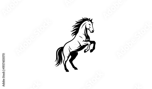 Powerful rearing horse silhouette logo vector minimalist equestrian stallion emblem isolated on white background