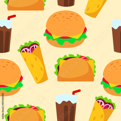 Junk Food Seamless Pattern