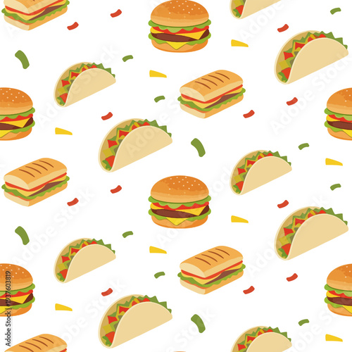 Junk Food Seamless Pattern