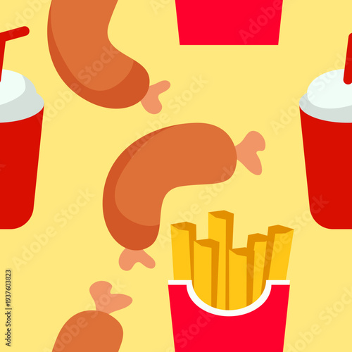 Junk Food Seamless Pattern