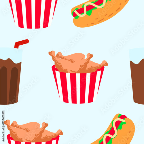 Junk Food Seamless Pattern