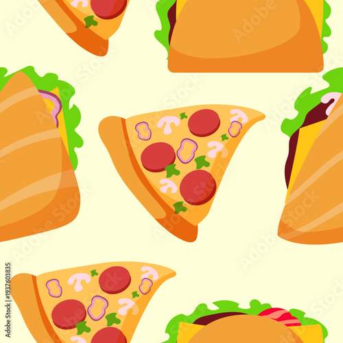 Junk Food Seamless Pattern