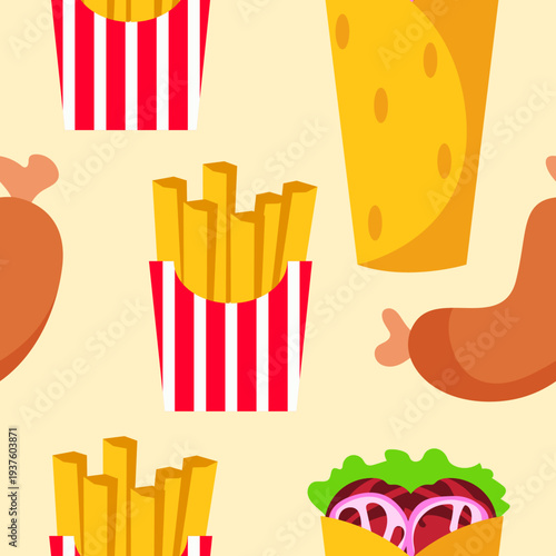 Junk Food Seamless Pattern