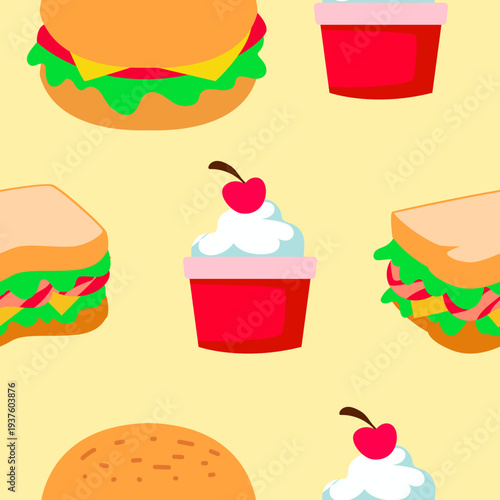 Junk Food Seamless Pattern