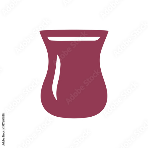 Minimalist Turkish Tea Glass Icon in a Deep Magenta Color Vector