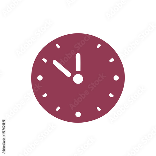 Minimalist Burgundy Clock Icon A Timeless Graphic Design Element