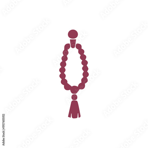 Minimalist Islamic Prayer Beads Icon In Maroon On A White Background