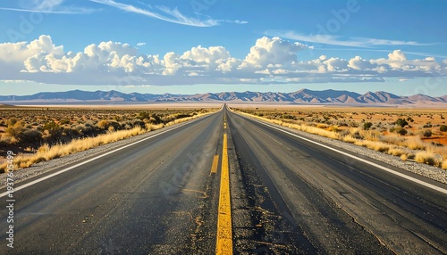 A long, straight highway stretches into the distance