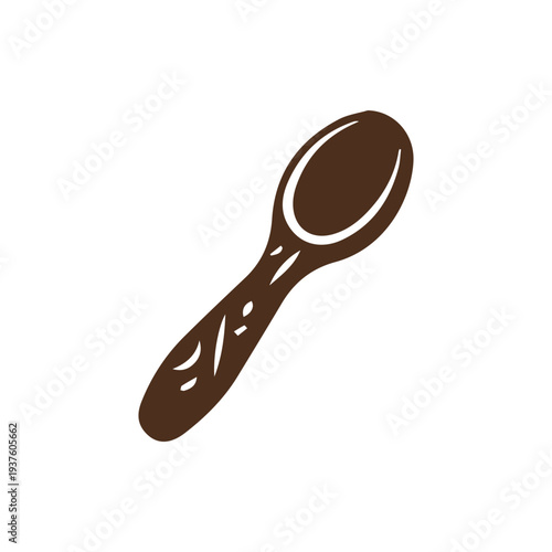 Elegant Hand Carved Wooden Spoon Isolated on a White Background
