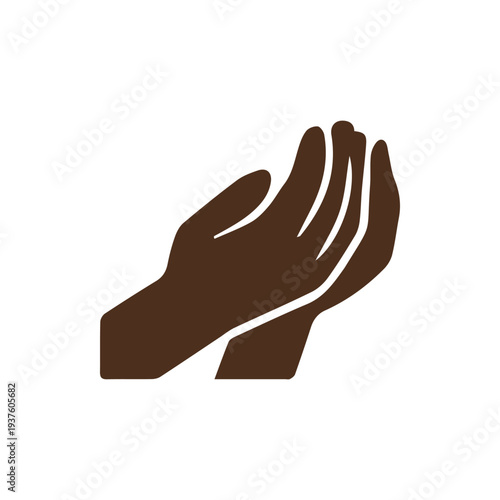 Minimalist Brown Icon Of Two Hands Cupped Together In Prayer Or Hope
