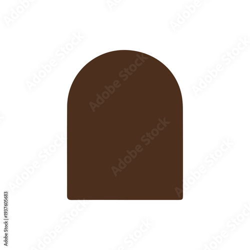 Minimalist Brown Arch Shape Graphic Element on a White Background
