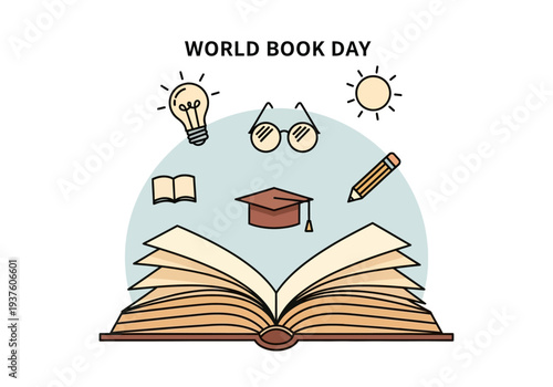 Open Book Symbolizing Knowledge and Education on World Book Day.
