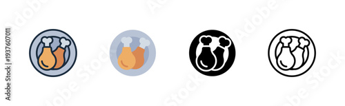 drumstick icon. chicken leg meat. poultry cut. food product. various style icon design. vector illustration