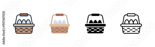 eggs basket icon. fresh farm eggs. poultry harvest. agriculture product. various style icon design. vector illustration