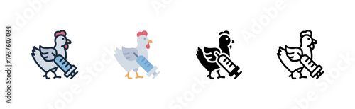 vaccine icon. poultry syringe injection. disease prevention. veterinaty. various style icon design. vector illustration