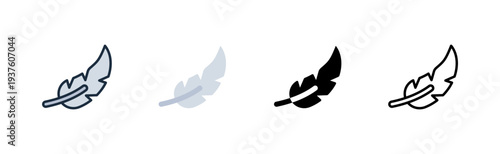 feather icon. poultry plume. bird element. farming industry. various style icon design. vector illustration