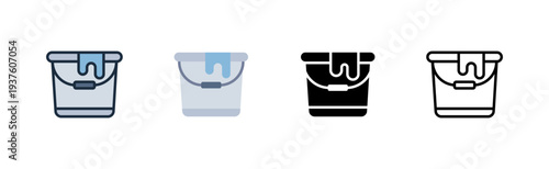 Water bucket icon. feed container tool. poultry farming. livestock supply. various style icon design. vector illustration