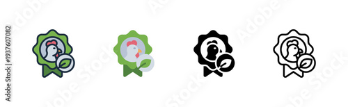 organic certificate icon. poultry badge label. quality farm approval. various style icon design. vector illustration