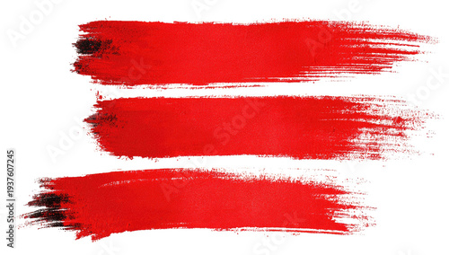 Three horizontal red brushstrokes, textured, on a black background, with visible brush marks
