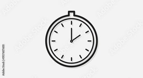 Minimalist stopwatch time icon with outline shadow