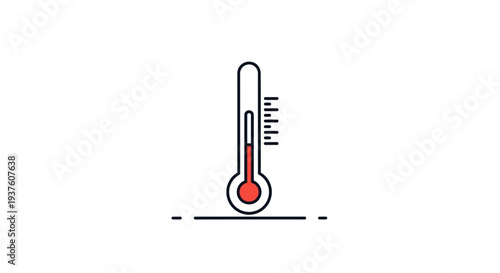 Minimalist thermometer icon showing high temperature and heat