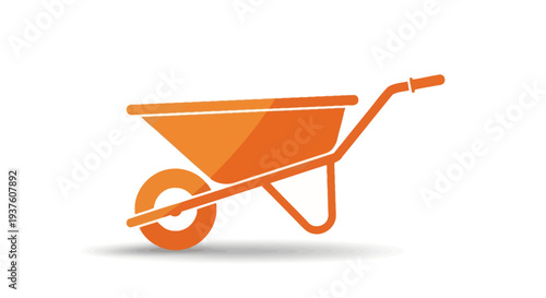 Orange wheelbarrow simple flat design vector illustration icon