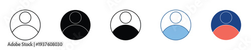 Collection of user profile icon designs showcasing various modern avatar symbols in diverse styles, perfect for website, app, or software interface elements