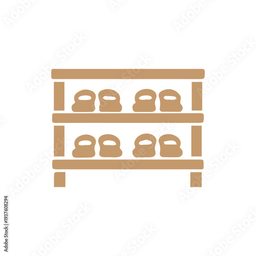 Minimalist Brown Shoe Rack Icon For Home Organization And Storage