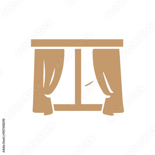 Elegant Beige Window Curtains Icon for Home Decor and Design Ideas