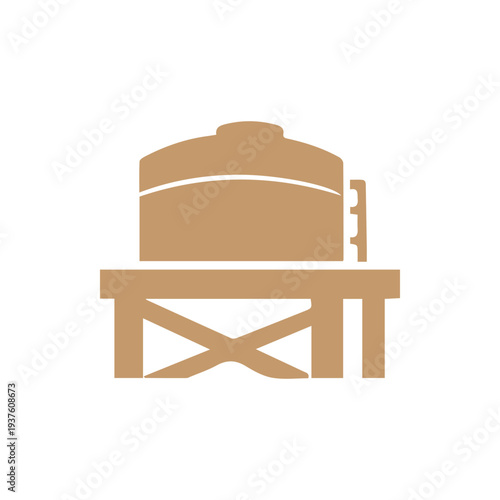 Minimalist Brown Water Tower Icon Vector Illustration On White
