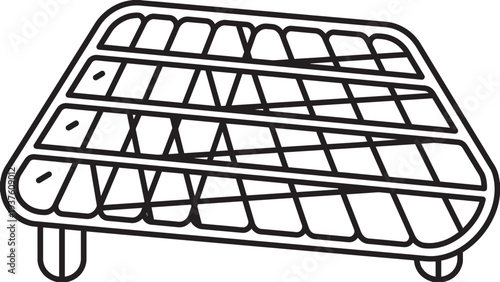 Minimal black outline icon featuring a solar panel representing renewable energy and sustainable technology. Clean monoline vector illustration suitable for environmental, energy, and green technology