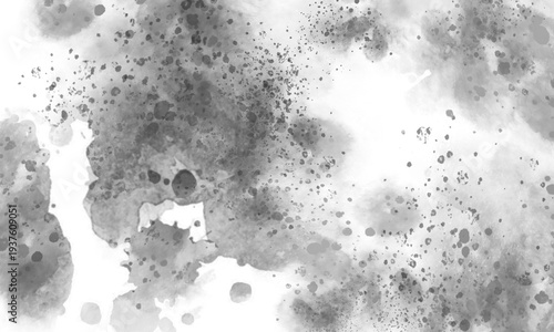 Tableau sur toile Abstract black watercolor ink splatter brush stroke on transparent background
