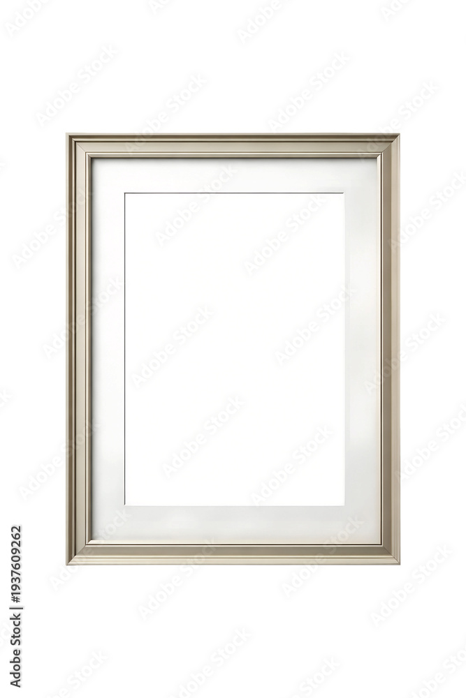 Fototapeta premium Silver Picture Frame with White Mat and Transparent Background