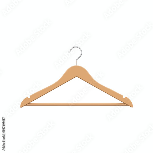 Empty Wooden Clothes Hanger on a White Background for Fashion and Retail Use