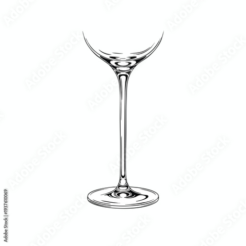 Elegant Crystal Martini Glass with Clear Liquid on White Background