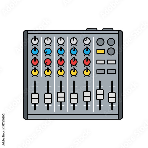 Professional Audio Mixer with Equalizer and Fader Controls for Music and Sound Production