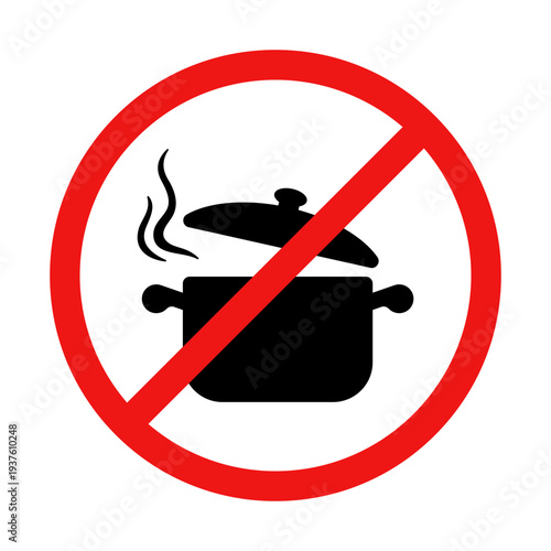 No Cooking Pot Sign on White Background