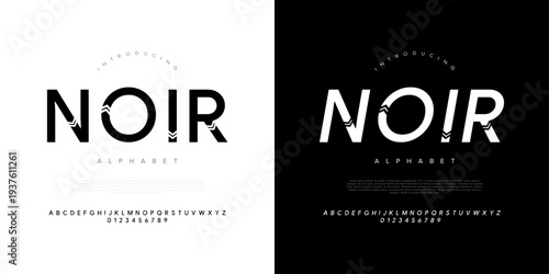 Noir modern geometric sans serif font with unique arrow accent for sport tech and futuristic branding