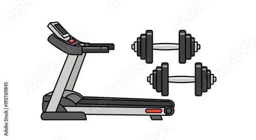 Treadmill and Dumbbells for Home Gym Workout